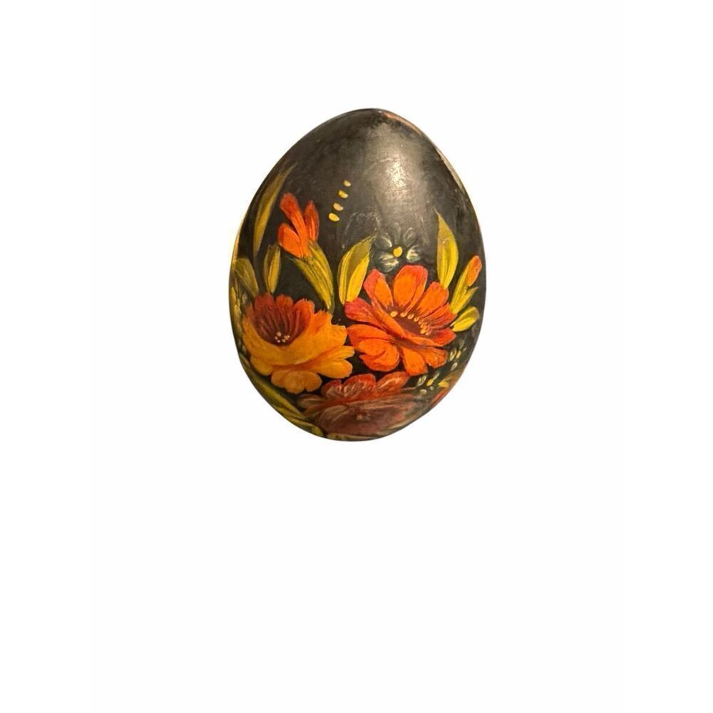 Vintage Handpainted Egg Floral Boho Cottagecore Collectible 3” High